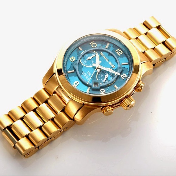 Michael Kors Hunger Stop Oversized Runway MK8315 Gold Watch - Picture 3 of 5